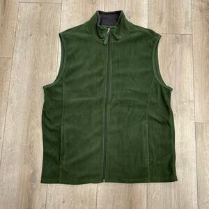 Club Room Green Fleece Vest Zip up Size Large L B20